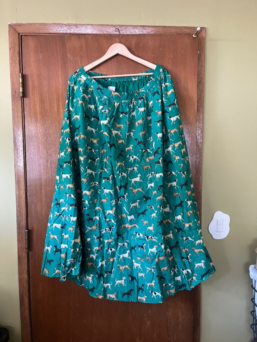 Anthropologie The Jacie Poplin Dog Print Green Maxi Skirt + Tank SET XL - Picture 4 of 6